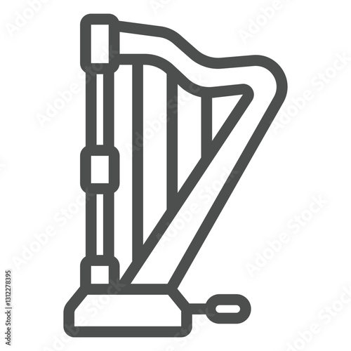 Musical harp with pedal line icon, music instruments concept. Vector graphics. Lyra strings sign on white background, outline style icon for mobile or web design.