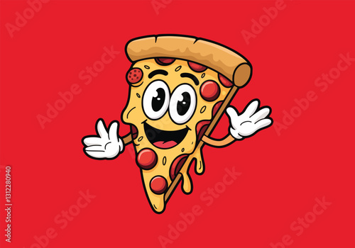 National Deep Dish Pizza Day Vector Illustration | Pizza Slice Character, Chef, Typography & Ingredients Design