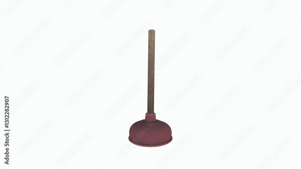 3D rendering of a plunger with a wooden handle and rubber suction cup 3D rendering of a plunger with a wooden handle and rubber suction cup