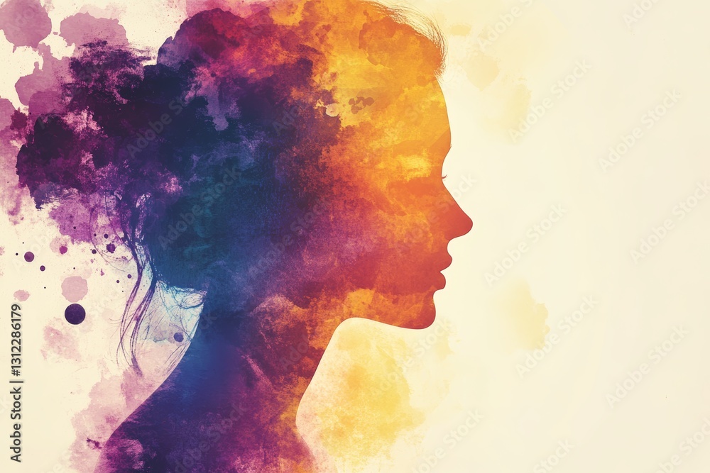 Abstract Artistic Representation of a Woman's Silhouette with Colors Abstract Artistic Representation of a Woman's Silhouette with Colors