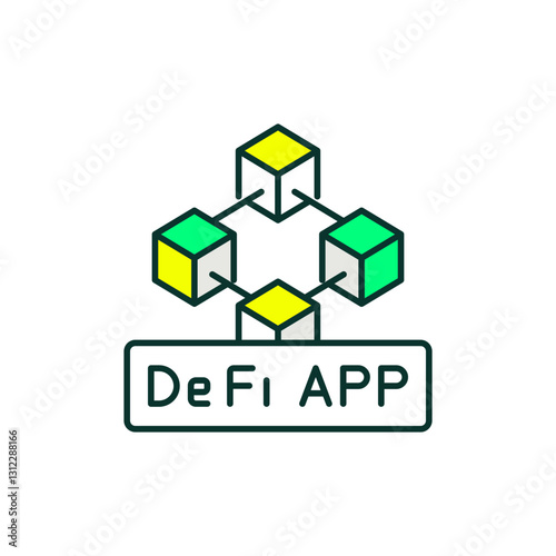 DeFi App Icon in Colors for Blockchain Financial Tools and dApp Interfaces.