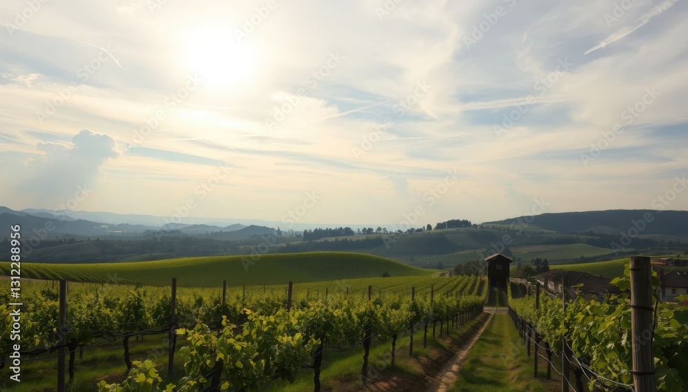 Naklejka premium Vineyard harvesting event tuscany aerial photography scenic countryside landscape nature's bounty