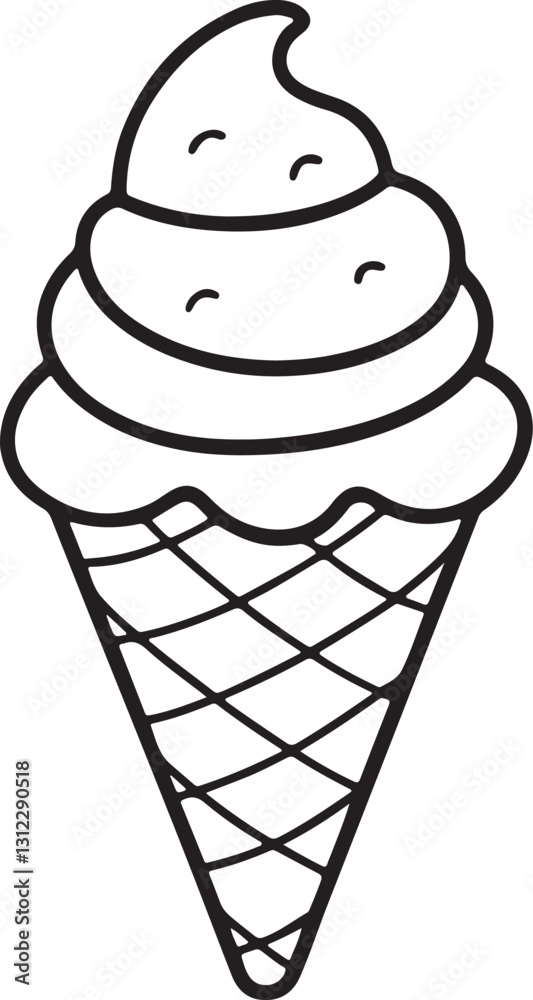 icecream line art, black outline, vector and illustration, coloring book page line art drawing icecream line art, black outline, vector and illustration, coloring book page line art drawing