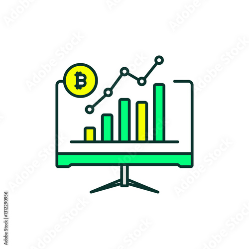 Data Analytics Graph Icon in Colors for DeFi Metrics and Blockchain Performance Data.