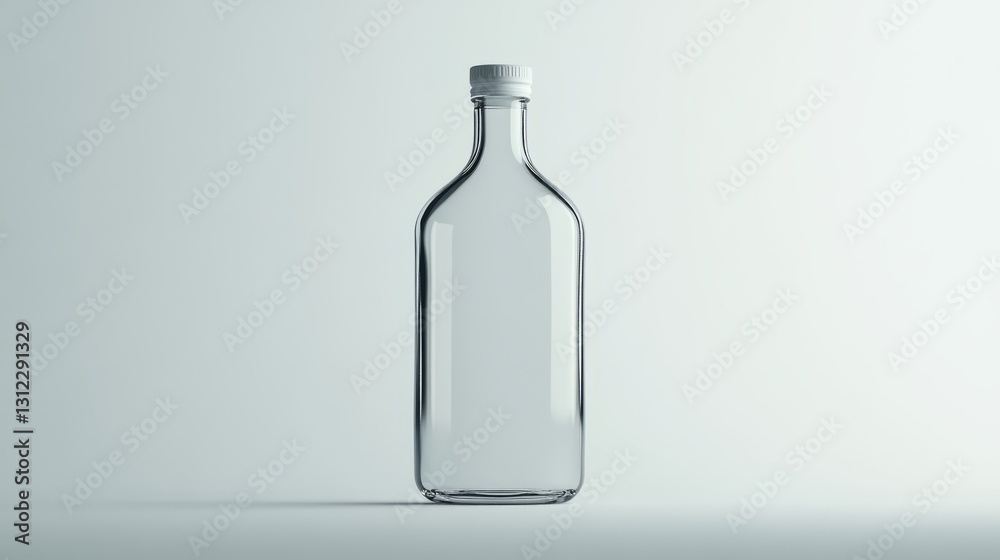 A clear bottle with a white cap. The bottle is empty A clear bottle with a white cap. The bottle is empty