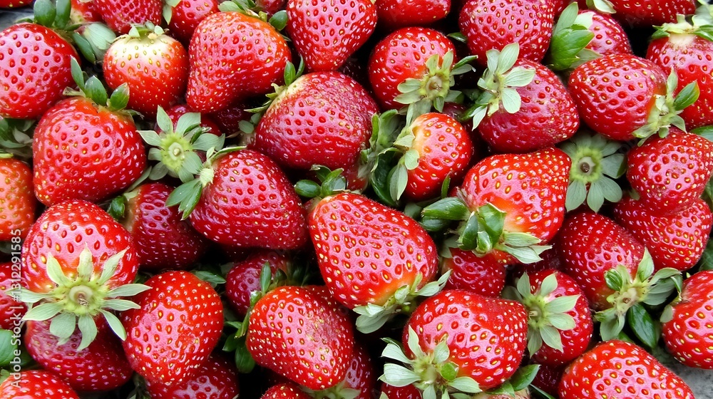 Fresh ripe strawberries piled close up, background blurry, may use for ads or culinary content Fresh ripe strawberries piled close up, background blurry, may use for ads or culinary content