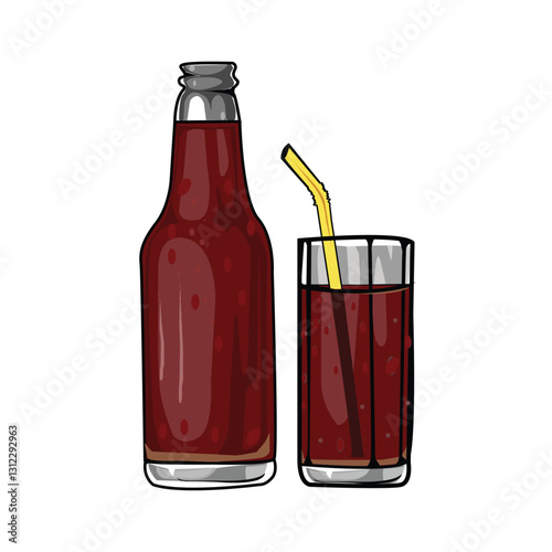 cool drink in bottle and glass