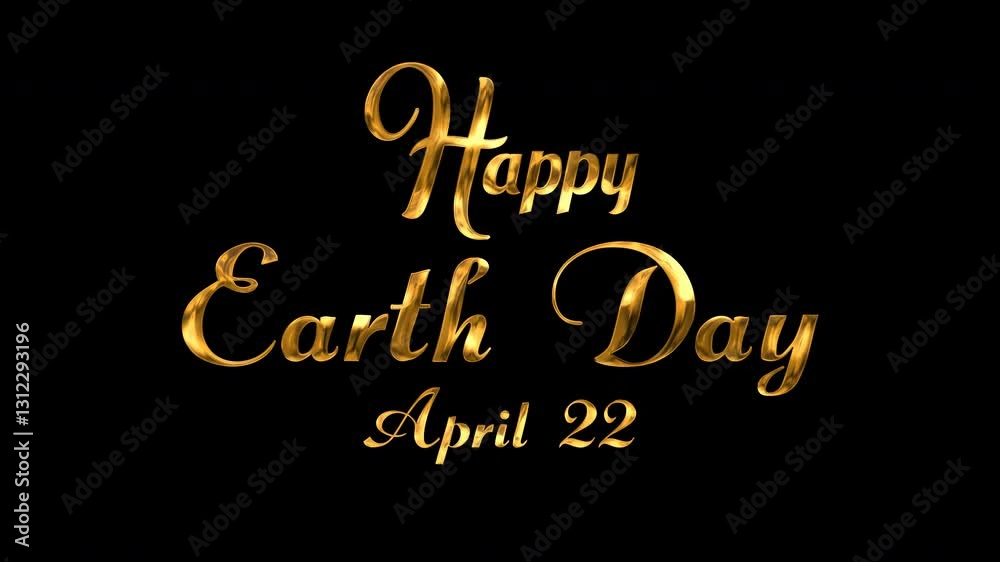 Happy Earth Day Text Animation Gold Effect Happy Earth Day Text Animation Gold Effect