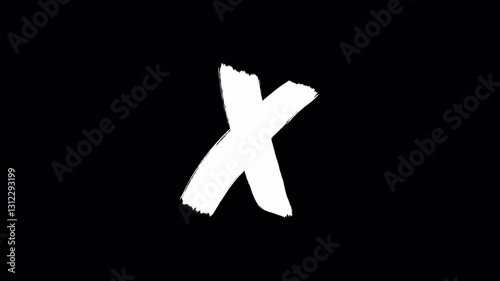 Hand drawn brush animation of letter x in 4K. Animated handwritten letter with smooth brush stroke, isolated on transparent background with alpha channel