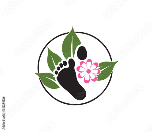 Foot Care Logo with Floral Design for Spa or Wellness
