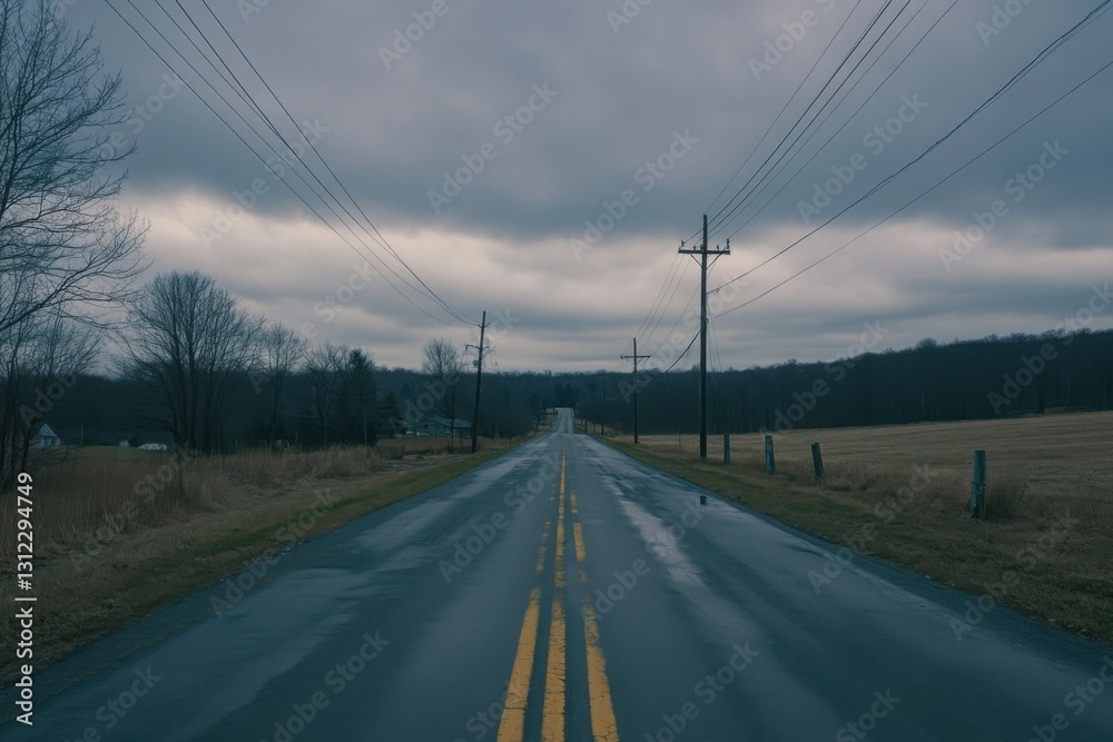custom made wallpaper toronto digitala country road with dark storm clouds overhead	
