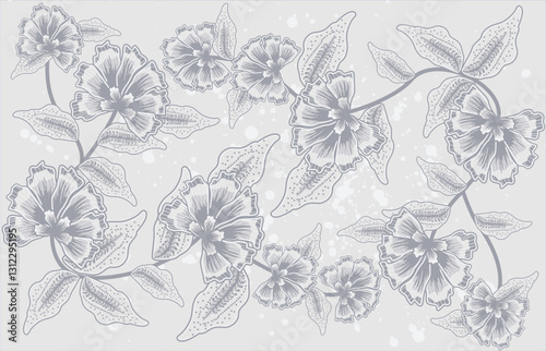 Javanese batik motifs with very distinctive, exclusive plant patterns. Indonesia country