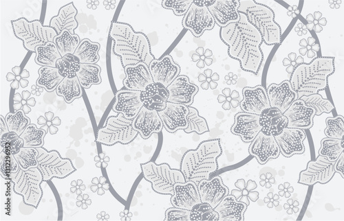 Javanese batik motifs with very distinctive, exclusive plant patterns. Indonesia country