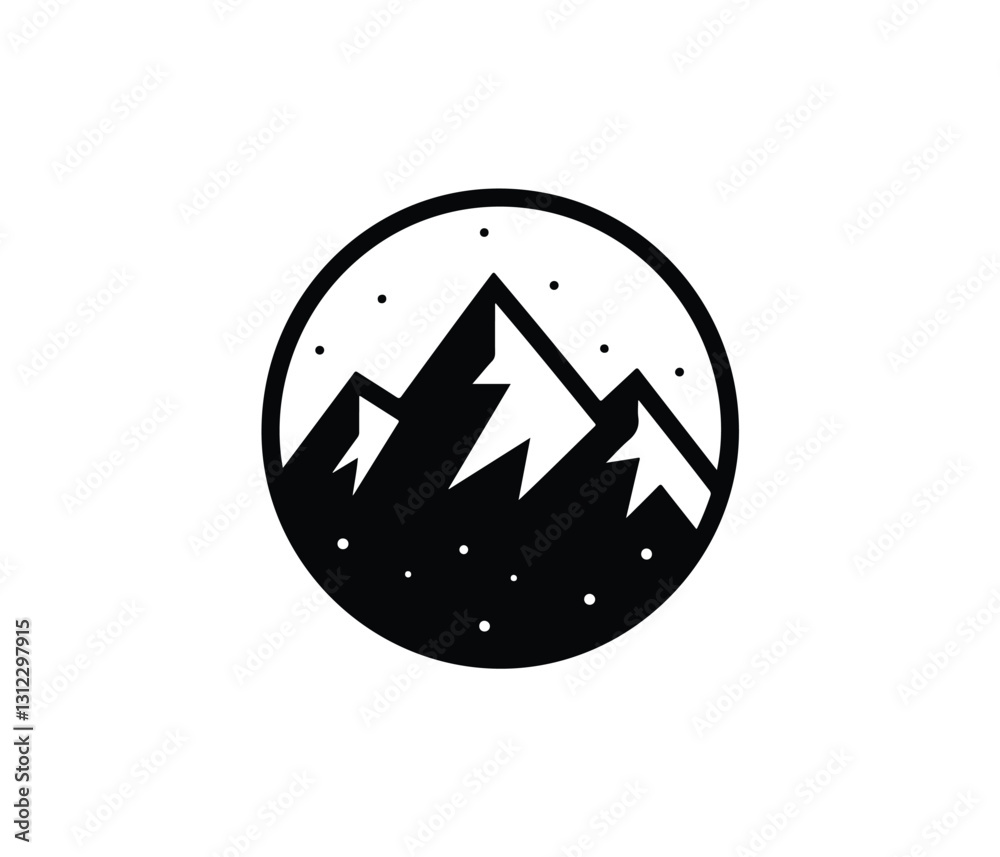 Simple black and white mountain and forest silhouette graphic. Simple black and white mountain and forest silhouette graphic.