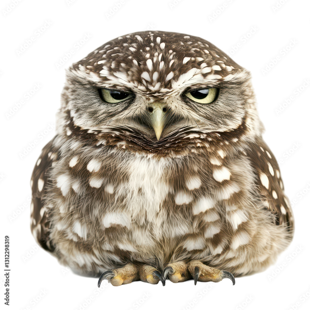 Naklejka premium A close-up of a curious and expressive owl with detailed feathers. transparent background