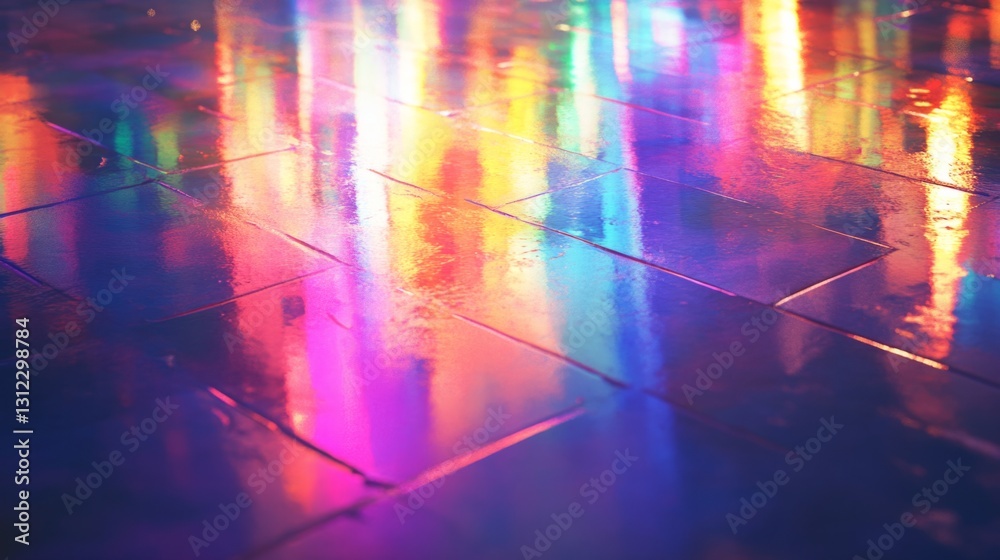 Abstract 3D rainbow light refractions on a reflective surface generative ai Abstract 3D rainbow light refractions on a reflective surface generative ai