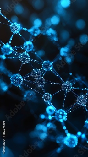Blue Network for Abstract Data, Dark Background.