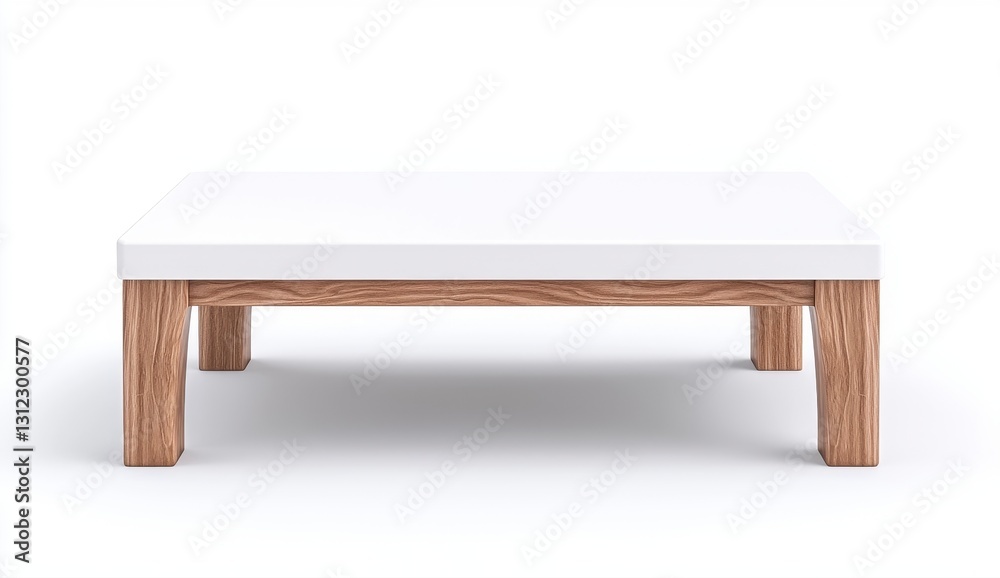 Contemporary coffee table showcasing a white flat rectangular design with a bright background for stylish appeal Contemporary coffee table showcasing a white flat rectangular design with a bright background for stylish appeal