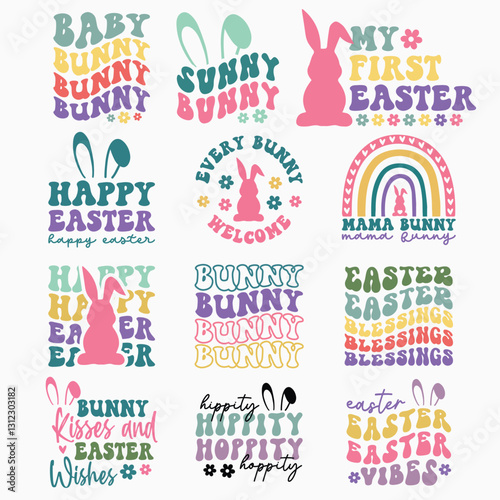 Easter SVG Bundle Retro SVG PNG Sublimation t shirt design