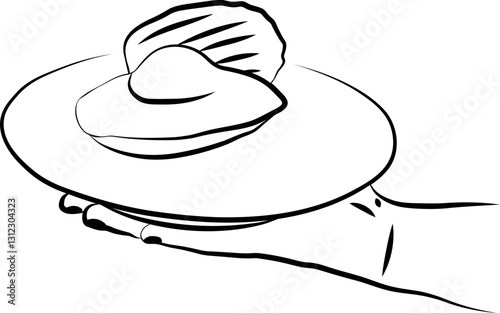 Une illustration d'une main tenant une assiette avec deux madeleines pâtisserie française