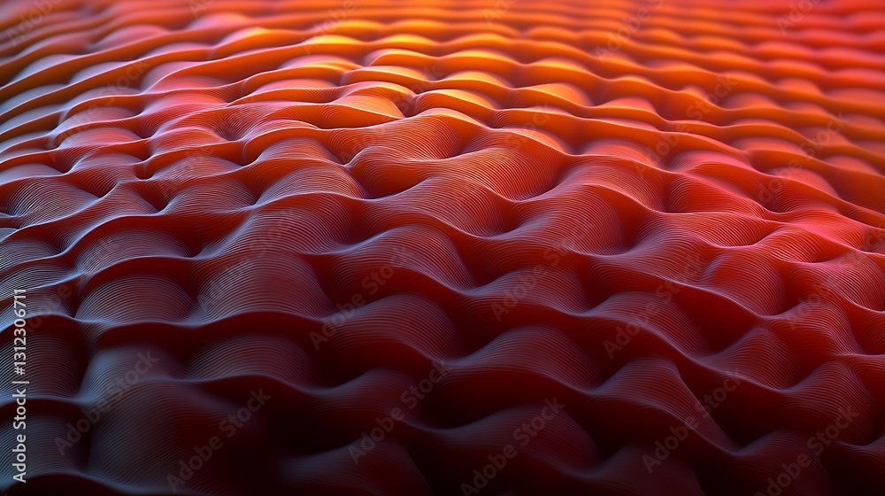 Fototapeta premium Orange waves of a textural object with dark gradient for background use on websites or promotional materials