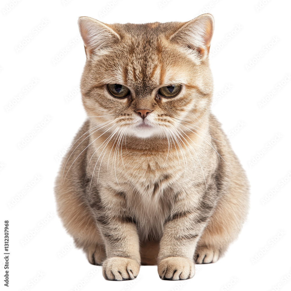 Fototapeta premium Charming tabby cat with a playful yet serious expression. transparent background