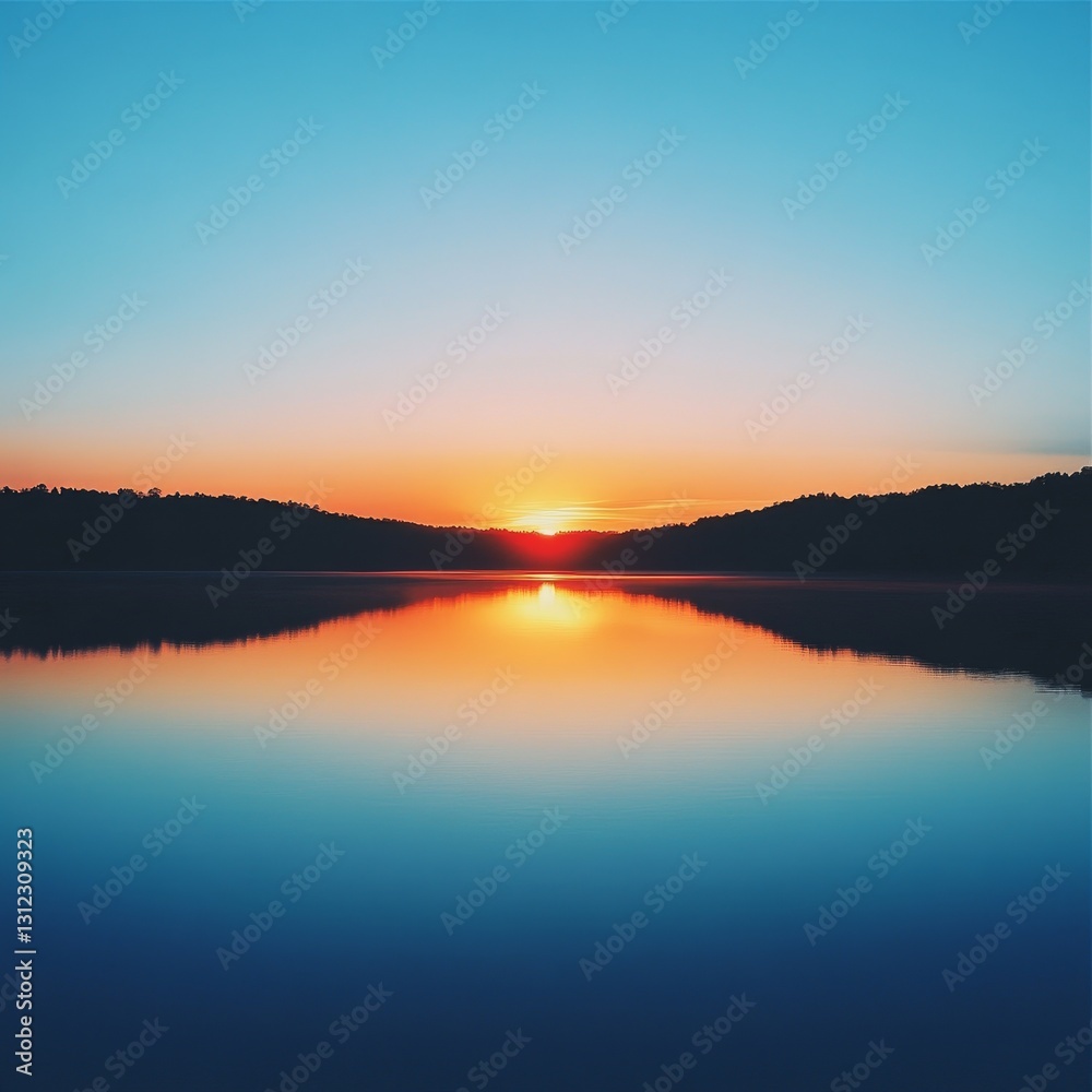 Fototapeta premium Serene Sunrise Over a Calm Lake