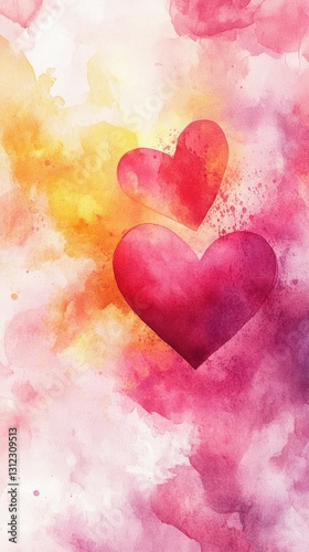 Colorful heart artwork with vibrant pink and yellow hues for decoration or romantic occasions