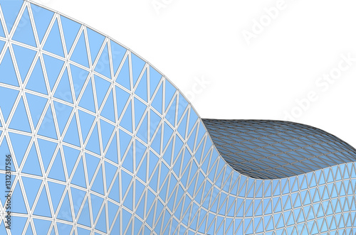 Futuristic Parametric Architecture with Geometric Grid Structure