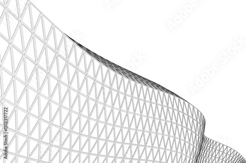 Futuristic Parametric Architecture with Geometric Grid Structure