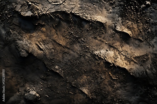 Natural landscape of rough soil surface with weathered texture patterns depicting erosion : Generative AI photo