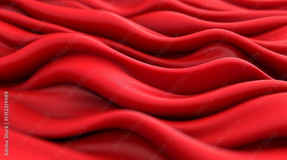 Obraz premium Red cloth waves abstractly. Texture undulates smoothly. Background is blurred. Great as backdrop