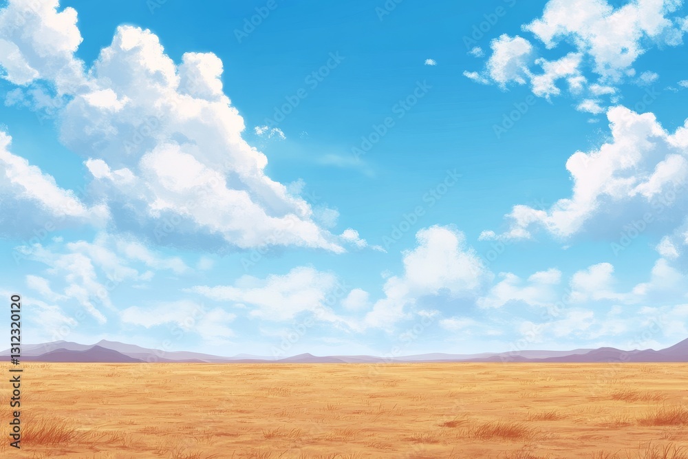 Vast Sunny Landscape with Fluffy Clouds Vast Sunny Landscape with Fluffy Clouds