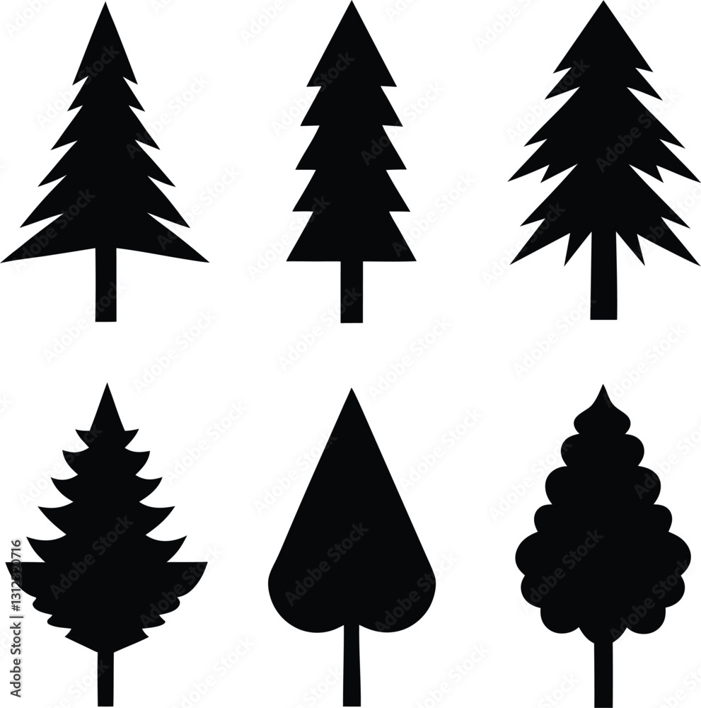 Obraz premium different, tree, silhouette, icon,