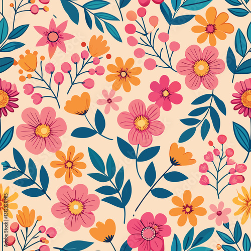 Wallpaper Mural Pretty floral seamless pattern with wild flowers on white background. Watercolor meadow wildflower illustration. Torontodigital.ca