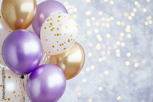 purple and yellow balloons on blue background
