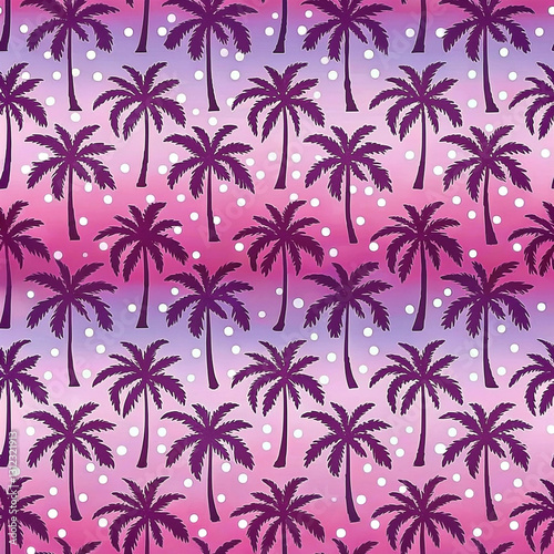 Purple palm tree pattern on ombre background.