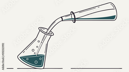 A simple yet elegant laboratory test tube, filled with a liquid chemical, drawn in clean, thin lines with a minimalistic aesthetic. Perfect for pharmaceutical branding, research visuals
