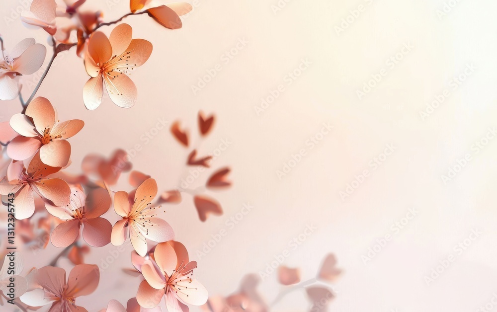 Spring 3d background minimalistic mockup with space for text, light pink and peach dreamy gradient background Spring 3d background minimalistic mockup with space for text, light pink and peach dreamy gradient background