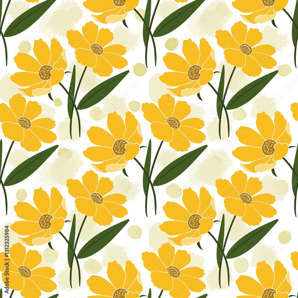Seamless flowers art on pattern for background and backdrop.
