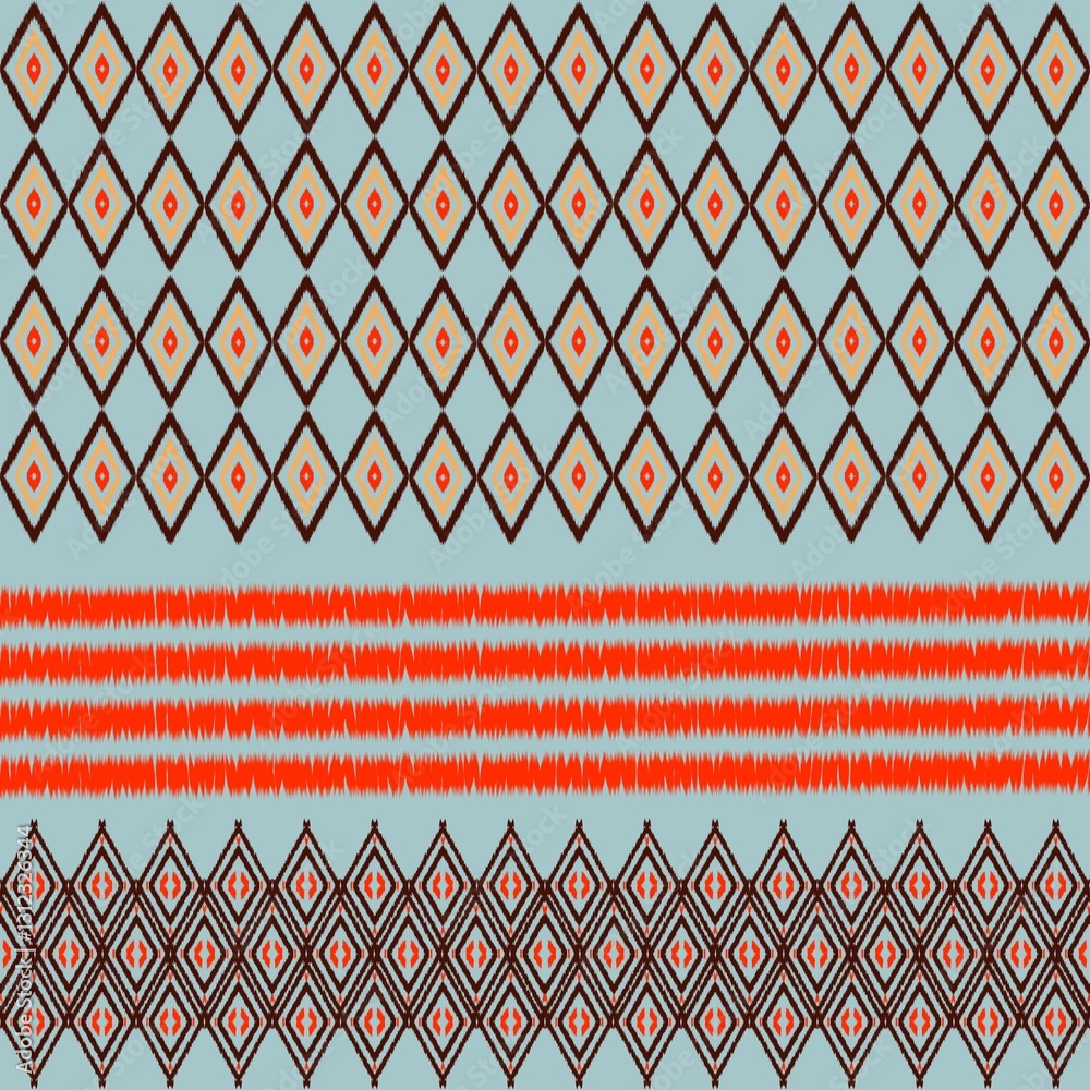 Ikat ethnic traditional seamless pattern on background.