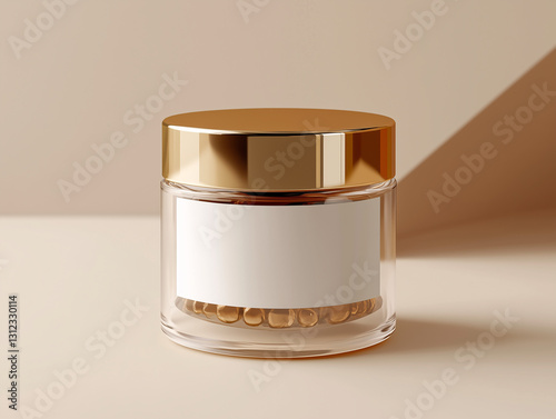 Luxury Glass Jar Mockup with Gold Lid for Branding and Product Packaging