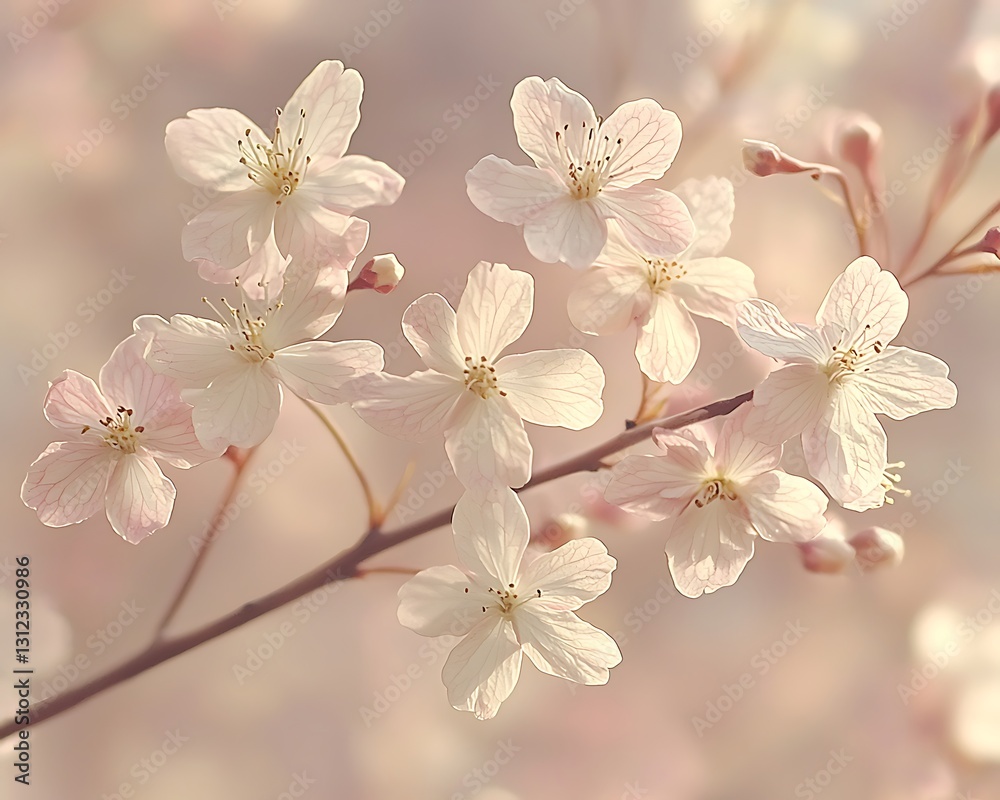 Naklejka premium Pink cherry blossoms bloom in spring garden