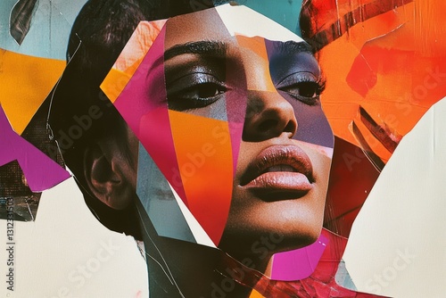 Abstract Portrait with Bold Colors and Geometric Shapes in Art
