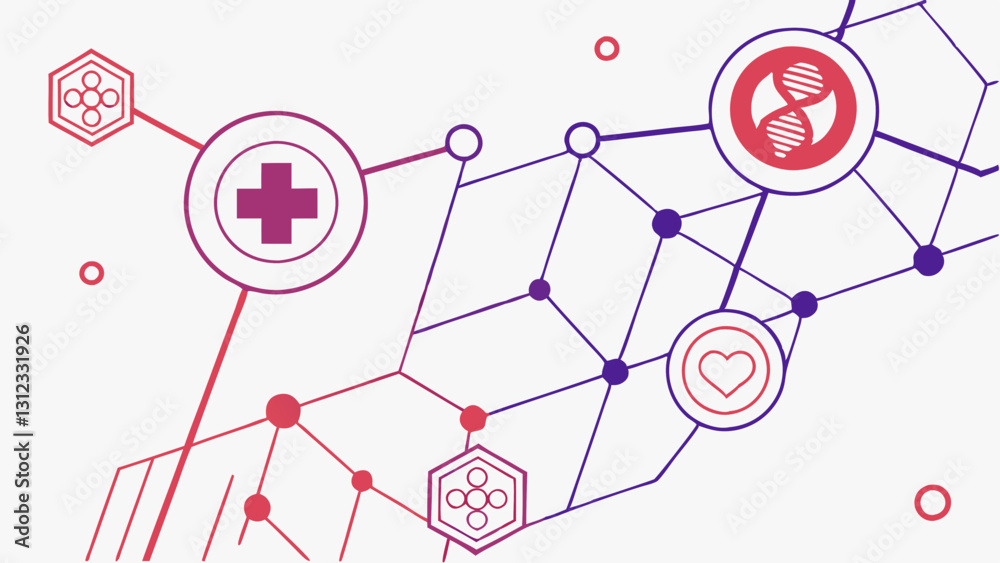 A futuristic medical background featuring interconnected glowing nodes and lines forming an abstract representation of a digital healthcare system A futuristic medical background featuring interconnected glowing nodes and lines forming an abstract representation of a digital healthcare system