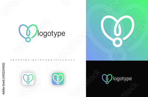 Stethoscope forming heart and lung shapes, symbolizing medical care, cardiology, pulmonology, healthcare services. Ideal for clinics, hospitals, doctors, wellness centers, diagnostics. Vector logo