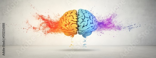 brain right left science concept art creative mind psychology logic. think brain right left knowledge background emotion business abstract human intelligence education idea design graphic analytical