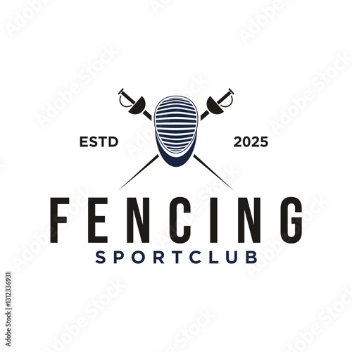 monochrome fencing sports badge. fencing club badge, classic and simple weapons competition illustration
