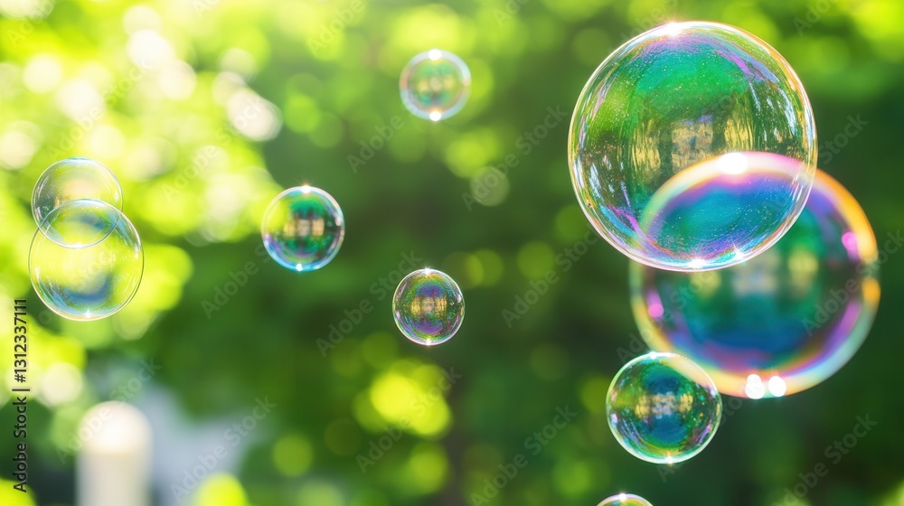 Glowing soap bubbles in sunlit garden capturing playful summer vibes. Glowing soap bubbles in sunlit garden capturing playful summer vibes.