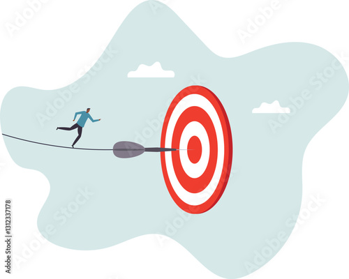 Challenge to overcome difficulty and achieve business target, risk management or strategy and skill to win and success.business concept.flat character.